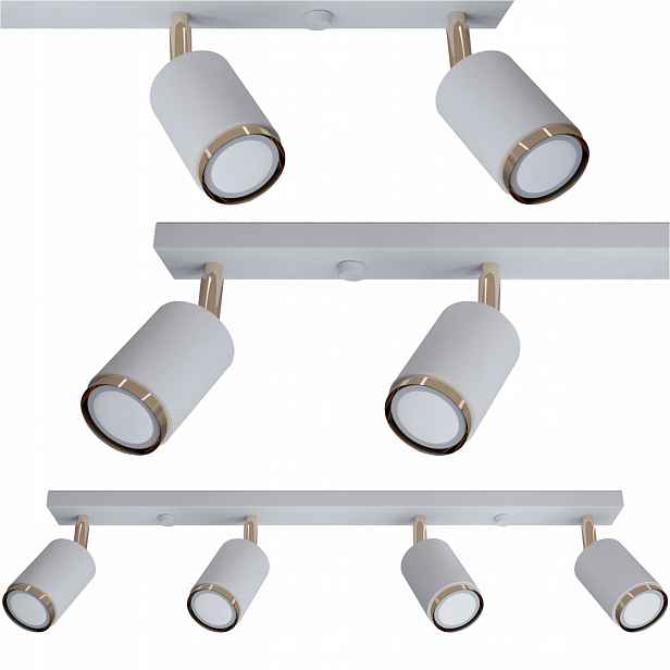 Kovová závěsná lampa Tuba bílo-zlatá 4x GU10 40W Led Stropní Svítidlo stropní