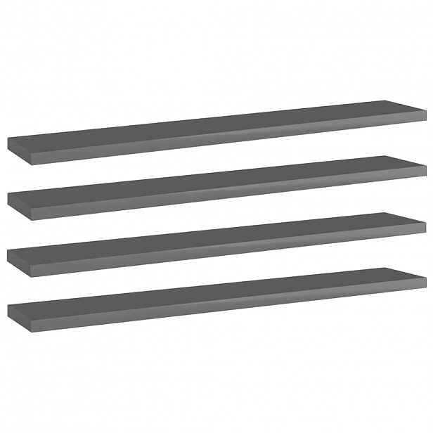 vidaXL Přídavné police 4 ks šedé vysoký lesk 60x10x1,5 cm dřevotříska