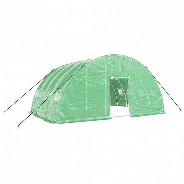vidaXL Skleník s ocelovým rámem zelený 24 m² 6x4x2,85 m