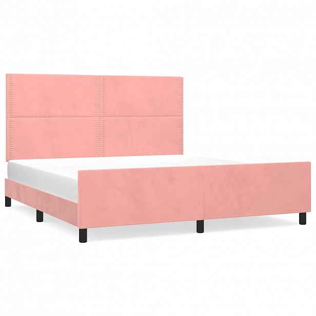 vidaXL Rám postele s čelem růžový 180x200 cm samet