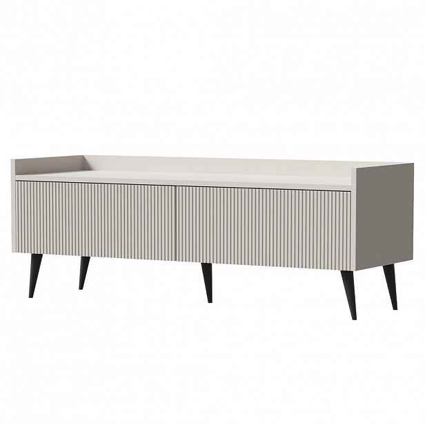 Beautysofa NÍZKÁ KOMODA Amfali se 2 výklopnými dvířky, drážkovaná čela, systém Push-to-open, kovové nohy, 120 cm, kašmír