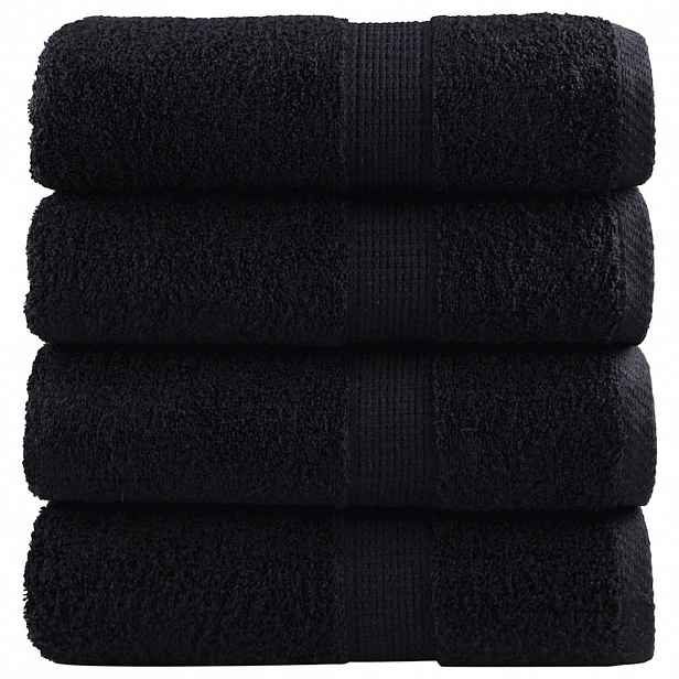 vidaXL Premium ručníky SOLUND 4 ks černé 30 x 50 cm 600 g/m²