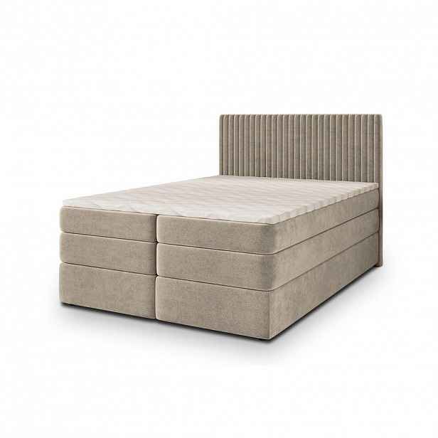 MASSENO POSTEL BOXSPRING FELBIO 160x200 cm, s matrací a úložným prostorem, béžová