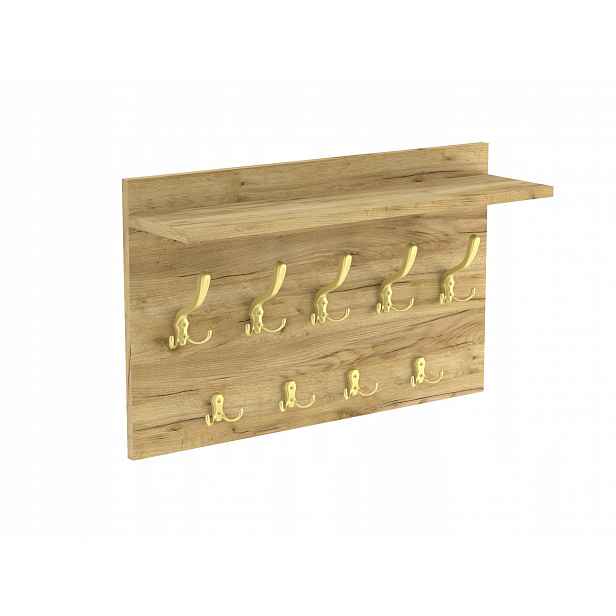 Nástěnný Věšák Na Oblečení Do Pokoje Dub Craft Zlatý Háček Broušený