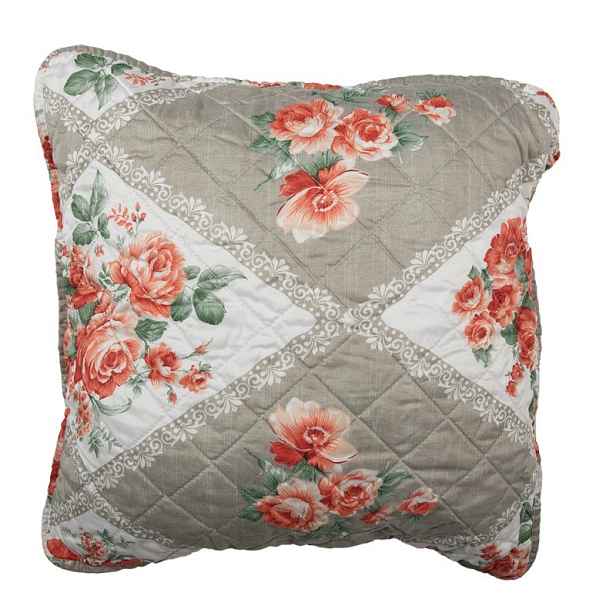 Šedý povlak na polštář s květinovým motivem Flowery - 50*50 cm Clayre & Eef
