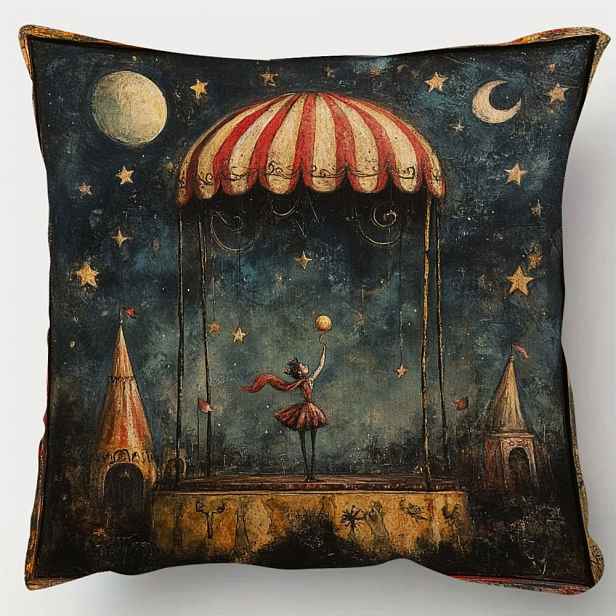 TEMU Povlak na polštář s Circus s vintage cirkusovým stanem a akrobatickým designem, oboustranný - Vhodný do obývacích pokojů, ložnic, na pohovky, se