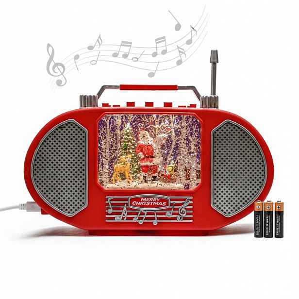 Vánoční Dekorace Lampion S Hrací Skříňkou Na Baterie Usb Radio Mikuláš