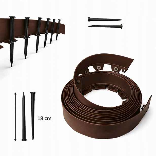 Zahradní Lem Trávníkový 20 m Hnědý 4 cm Plast Palisáda
