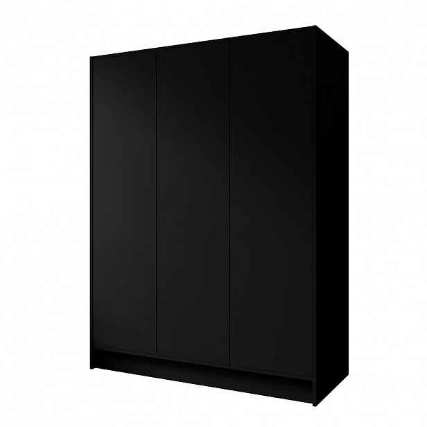Beautysofa ŠATNÍ skříň Gava se třemi hladkými dveřmi, 150 cm, černá