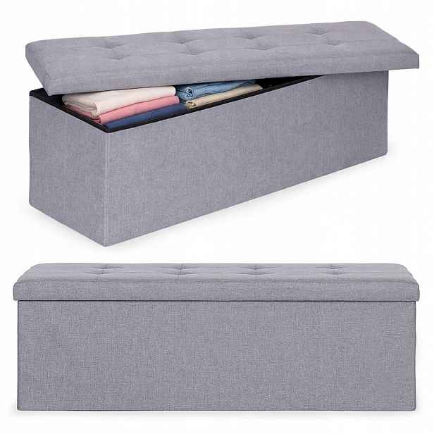 Čalouněná prošívaná taburetka 111x38 cm s úložným prostorem, lavice, truhla