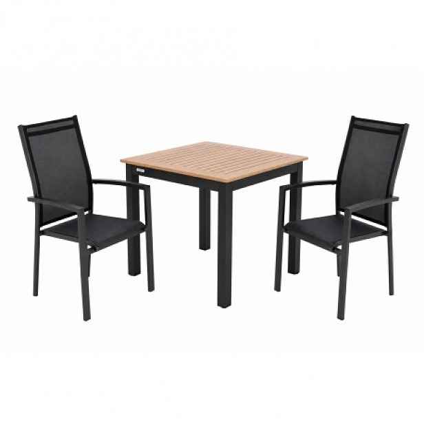 Doppler EXPERT WOOD Antracit - zahradní hliníková sedací souprava 2+1