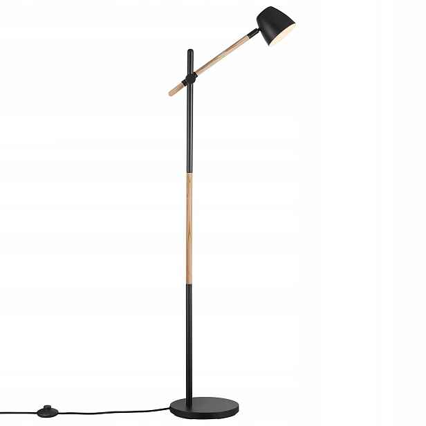 Stojací podlahová lampa Moderní Theo Černá Kov Dřevo 131 cm Nordlux