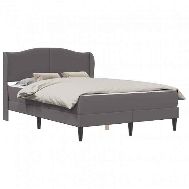vidaXL Rám postele s čelo Šedá 140 x 190 cm Umělá kůže