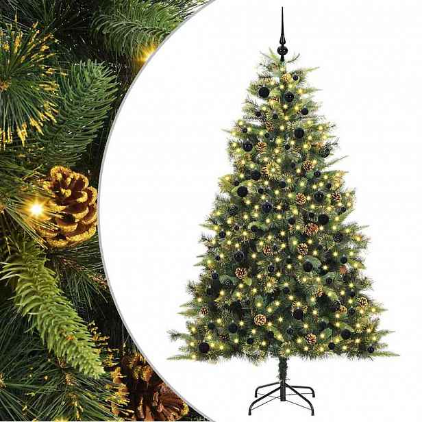 vidaXL Umělý sklopný vánoční stromeček s kužely Zelená 240 cm