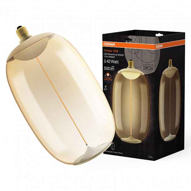 Led žárovka E27 12W 42W 500lm 1800K Jantarová Vintage 1906 Osram