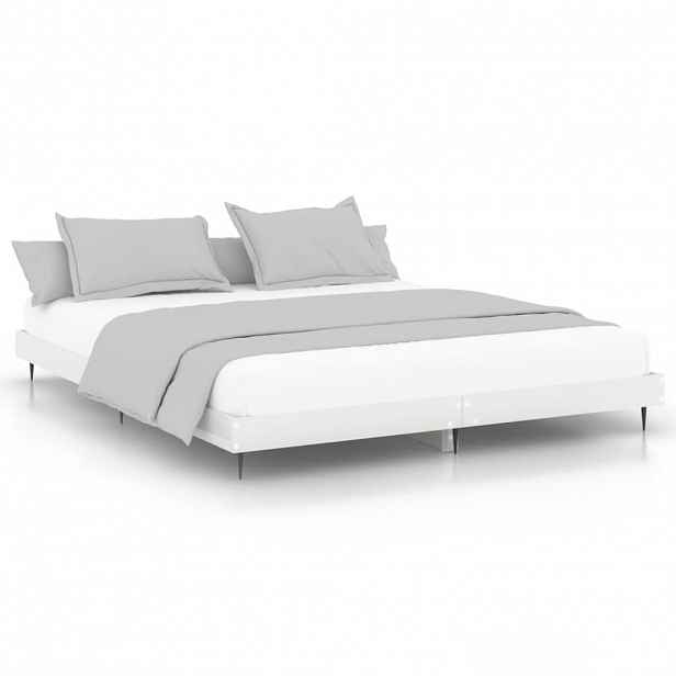 vidaXL Rám postele bílý s vysokým leskem 160 x 200 cm kompozitní dřevo