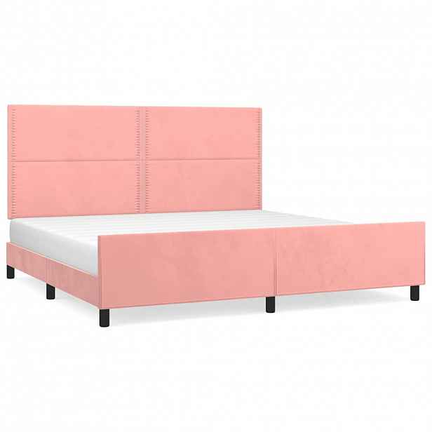 vidaXL Rám postele s čelem růžový 200x200 cm samet