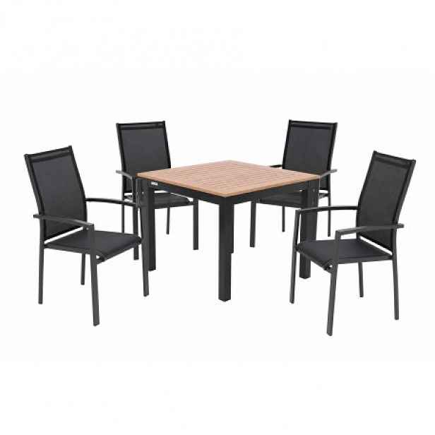 Doppler EXPERT WOOD Antracit - zahradní hliníková sedací souprava 4+1