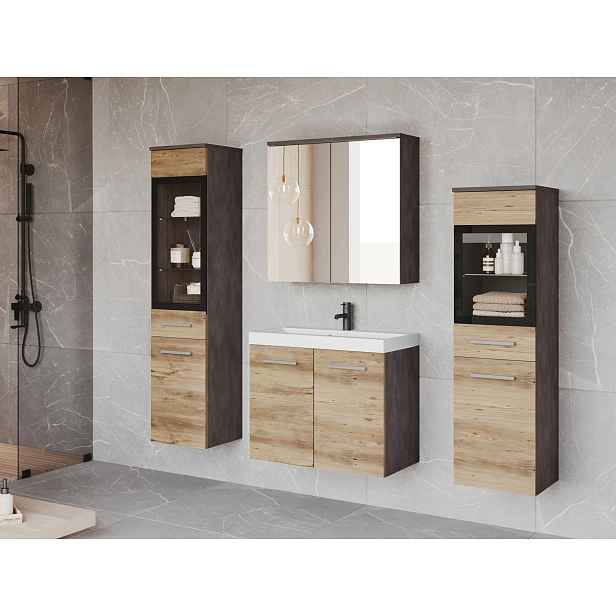 Koupelnová sestava YUKO 2 - matera / kaštan + baterie Maro ZDARMA