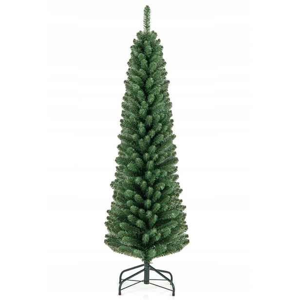 Úzký Umělý vánoční stromeček 150 cm Costway (24753-5)