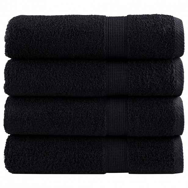 vidaXL Premium ručníky SOLUND 4 ks černé 50 x 100 cm 600 g/m²