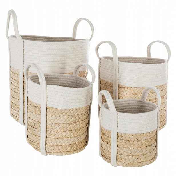 Koš Z Mořské Trávy Bavlněná Šňůra Boho x4