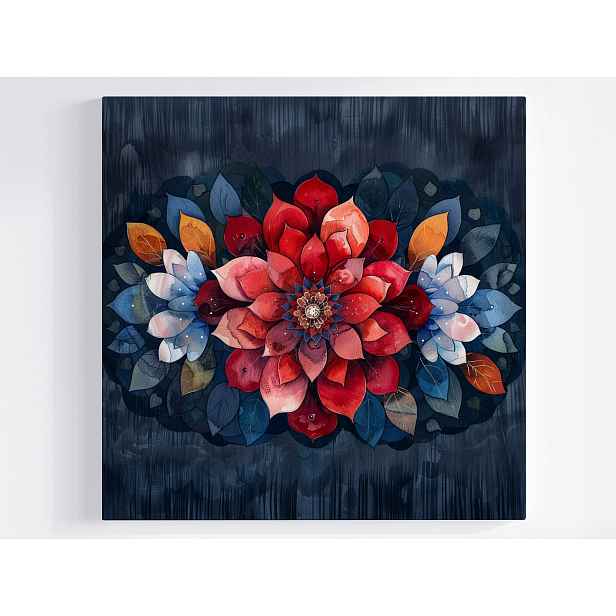 Obraz Na Plátně Plátno Akvarel Mandala Listy Barva Zen Wellbeing 50x50