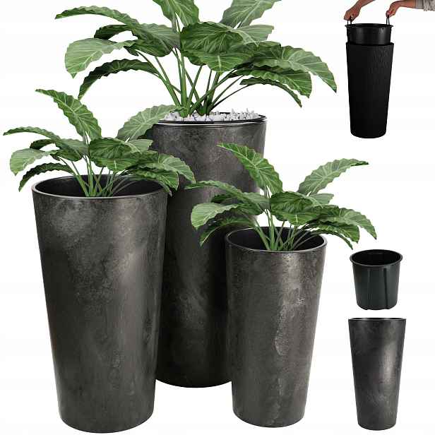 Set 3ks Květináč Vysoká Vložka Velký Beton 37+47+57 cm