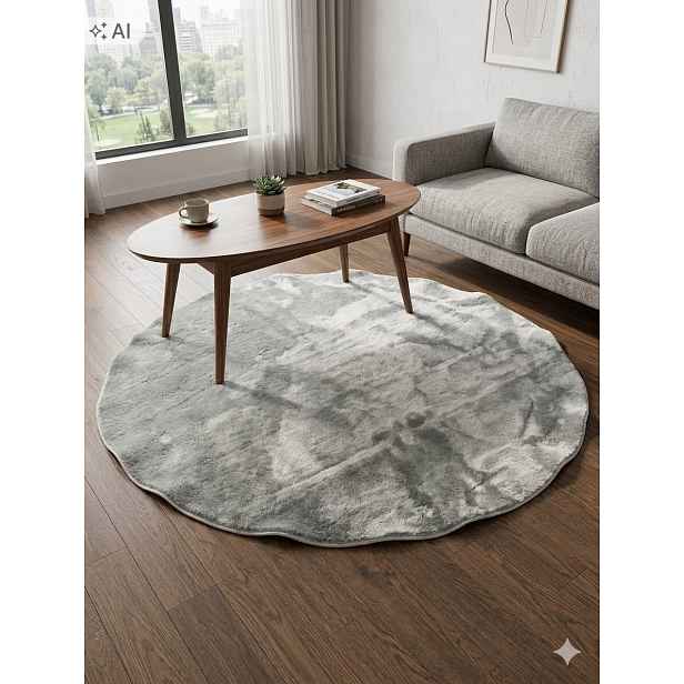 Koberec kulatý do obývacího pokoje 160 cm, vícebarevný, měkké štětiny, plyšový