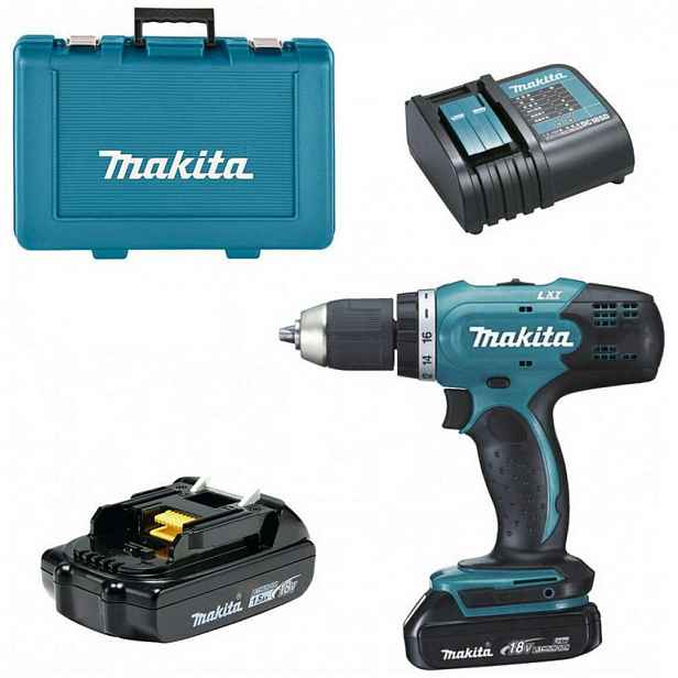 Makita - 18V AKU vrtací šroubovák, 2x aku 1,5 Ah Li-Ion, nabíječka DDF453SYE
