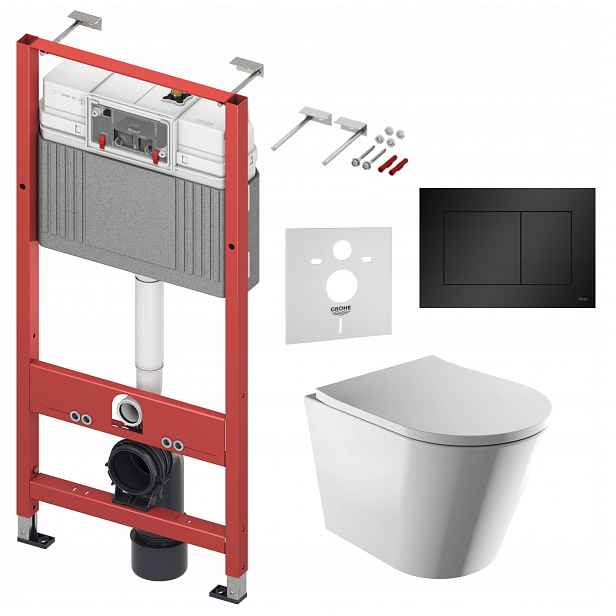 Sada Wc Tece Base s mísou Wc Tampa Rimless a tlačítkem černá matná