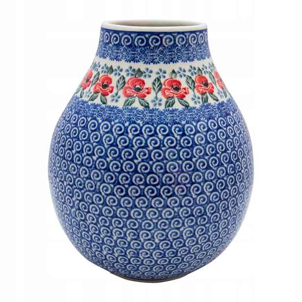 Váza 24 cm Umělecká keramika Bolesławiec dek 1490 Květiny