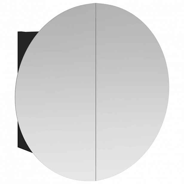 vidaXL Koupelnová skříňka s kulatým zrcadlem a LED černá 54x54x17,5 cm