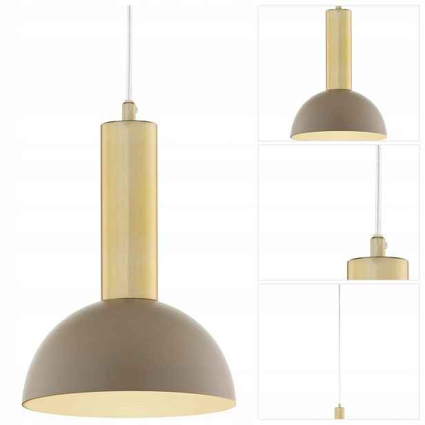 Závěsná béžová lampa Vitrum Gold zlatý lesk nad stolem Sigma Lighting