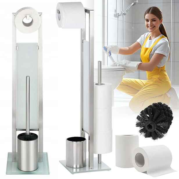 Moderní Stojan Na Kartáč, Kovový Držák Na Toaletní Papír Wc 3V1