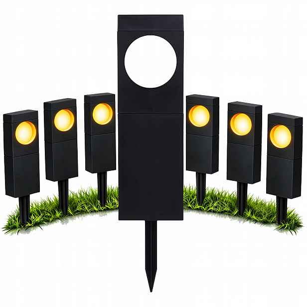 6 x Solární Zahradní Lampa Led Sloupek Měsíc Do Zahrady Loft Set
