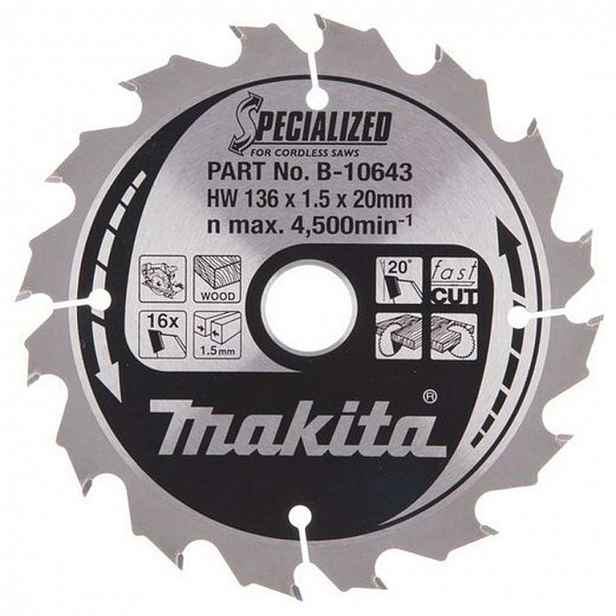 Makita - Pilový kotouč na dřevo, 136x20 mm, 16 zubů B-10643