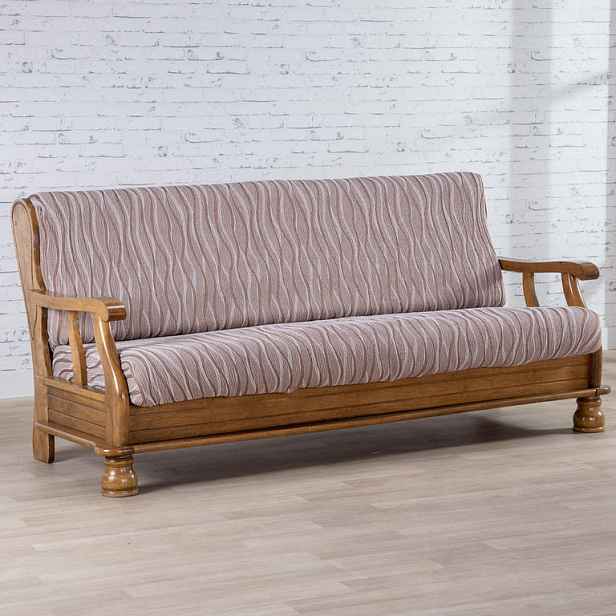 Nueva Textura Monoelastické potahy na sedací soupravuy CASIOPEA béžové na sedačku - trojkřeslo s dřevěnými rukojeťmi 170 - 200 cm