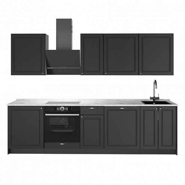 Vicco KUCHYŇSKÝ KOUT Fame-Line, Anthrazit-Gold Landhaus/Antracit, 280 cm, PD Mramor