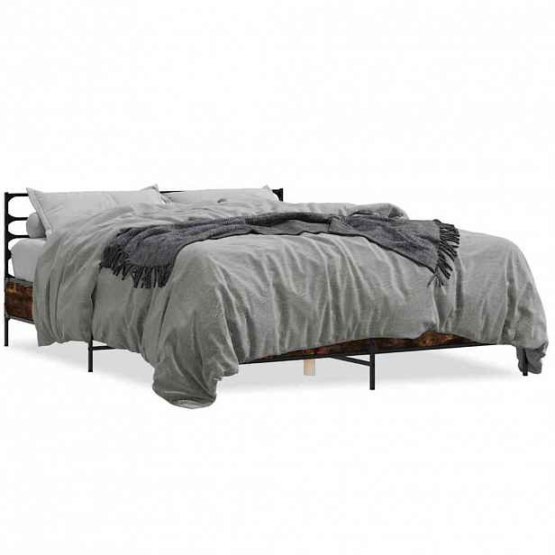 vidaXL Rám postele kouřový dub 150 x 200 cm kompozitní dřevo a kov