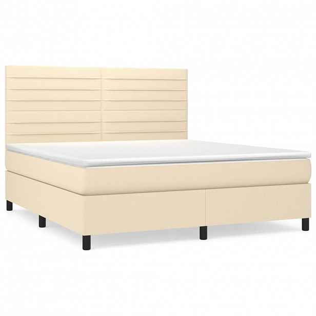 vidaXL Box spring postel s matrací krémová 160x200 cm textil