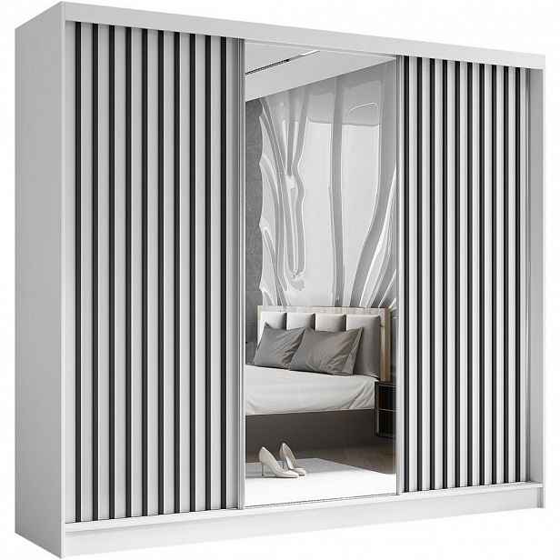 Beautysofa SKŘÍŇ s posuvnými dveřmi Helix 240/216/61 bílá + černá