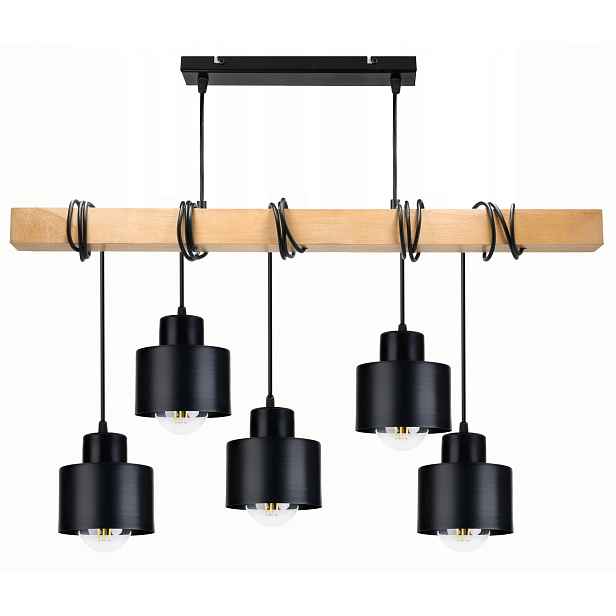 Dřevěná závěsná stropní lampa Lustr Zwis Hrnek adex 5x E27