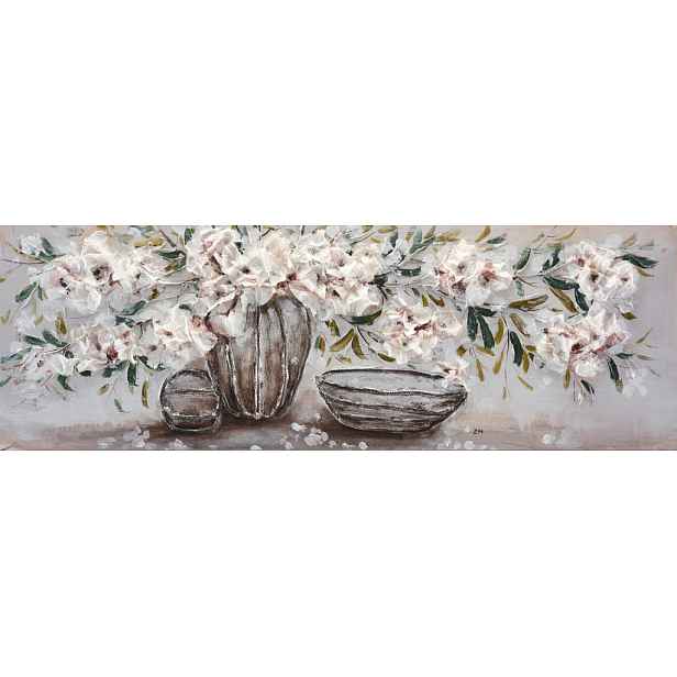 Ručně malovaný obraz Květinové zátiší 120x40 cm, olejomalba