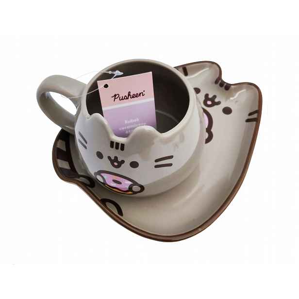Set Pusheen hrnek na čajovou kávu talíř na svačinu Donut Komplet