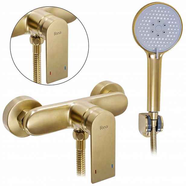 Sprchová baterie Verso Brush Gold Sprchová Hlavice Hadice Rea