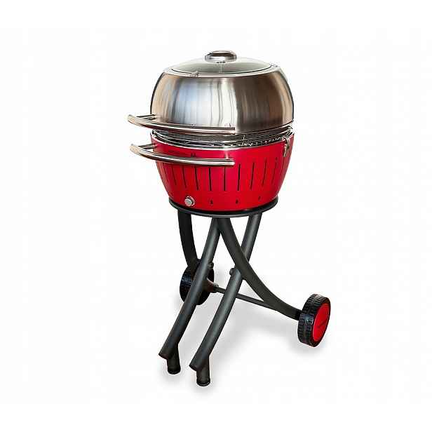 Zahradní gril na uhlí bezkouřový s víkem, popelník LotusGrill XL