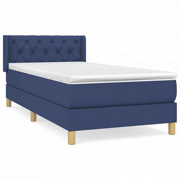 vidaXL Box spring postel s matrací modrá 80x200 cm textil