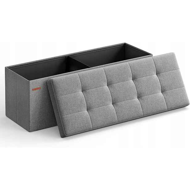 Čalouněná lavička Songmics s úložným prostorem 110x38x38 cm šedá