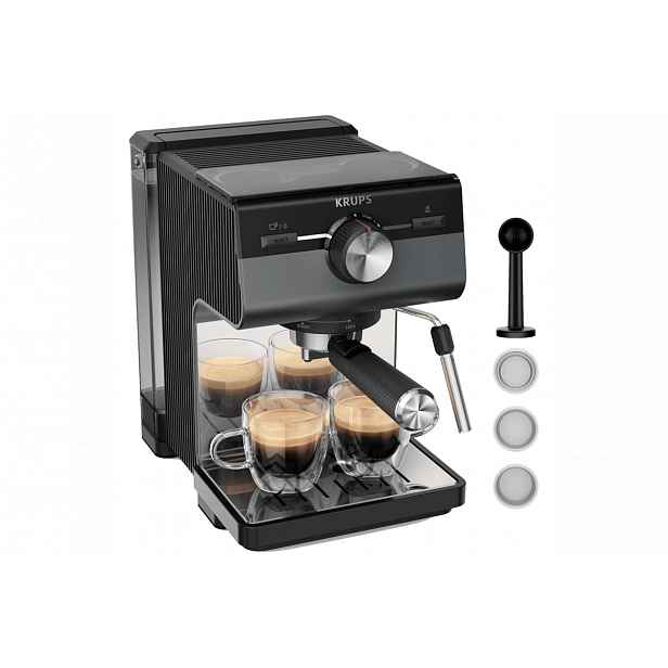 Pákový kávovar KRUPS Authentic+ XP384G10 Tmavě šedý/Černý
